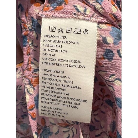 SUI By Anna Sui Size XS Falling Leaves Floral Print Blouse Peasant Sheer Boho - Picture 7 of 8